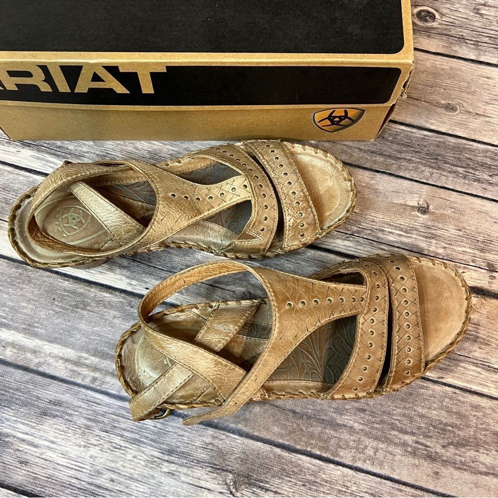 NIB Ariat Leather Sandals, with wedge heels, size 6.5